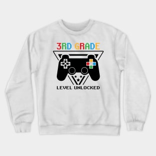 3rd Grade Level Unlocked First Day of School Video Gamer Crewneck Sweatshirt